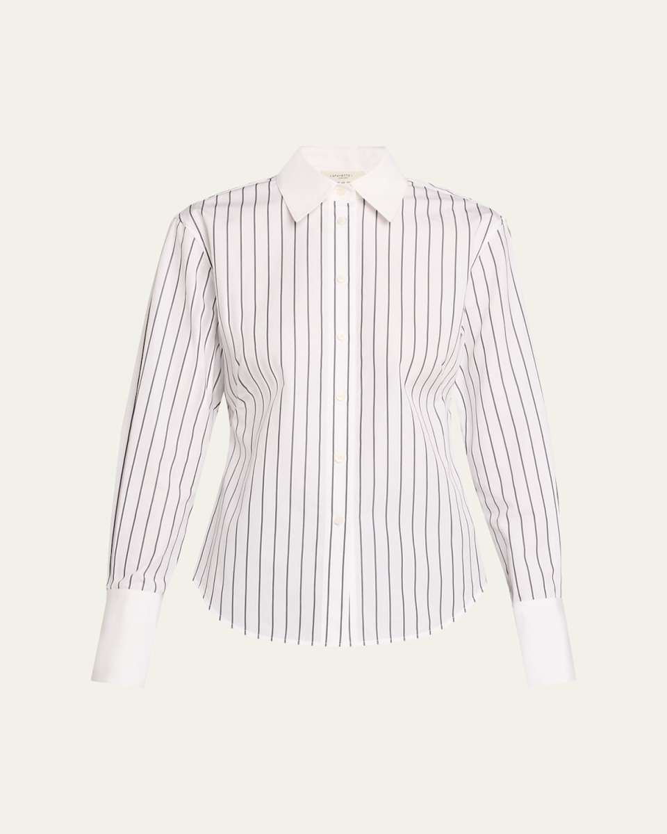 Striped Button-Down Cotton Poplin Shirt